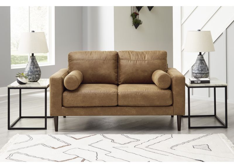 Faux Leather 2 Seater Sofa with Accent Legs - Tullera